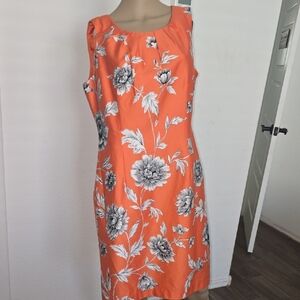 Floral Light Orange Sleeveless Dress